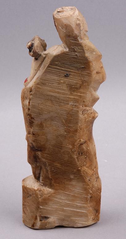 SKULPTUR/FIGURIN, alabaster. 1700/1800-tal.