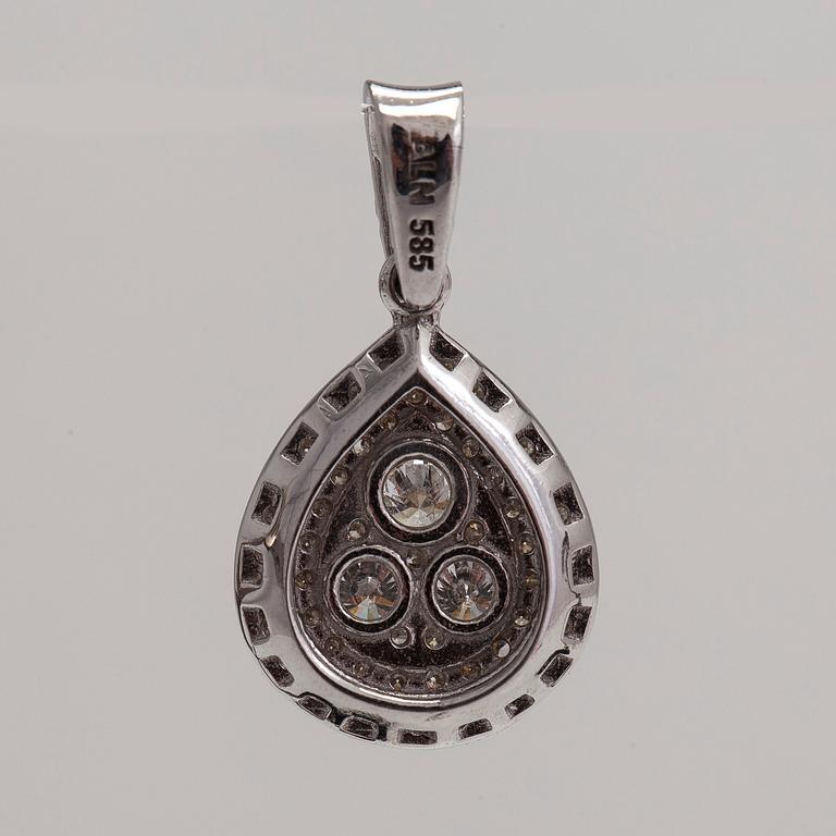 A 14K whitegold pendant, with brilliant-cut diamonds approx. 0.40 ct. in total.