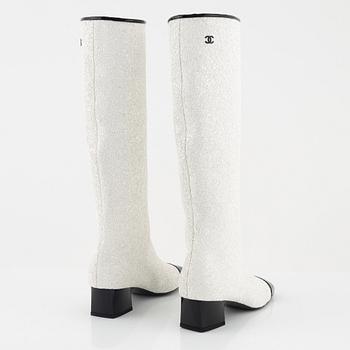 Chanel, a pair of sequin high boots, size 37.