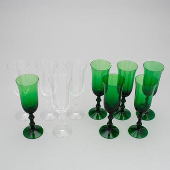 SIMON GATE, Orrefors, vinglas 10 st, "Salut", 1900-talets tredje kvartal.