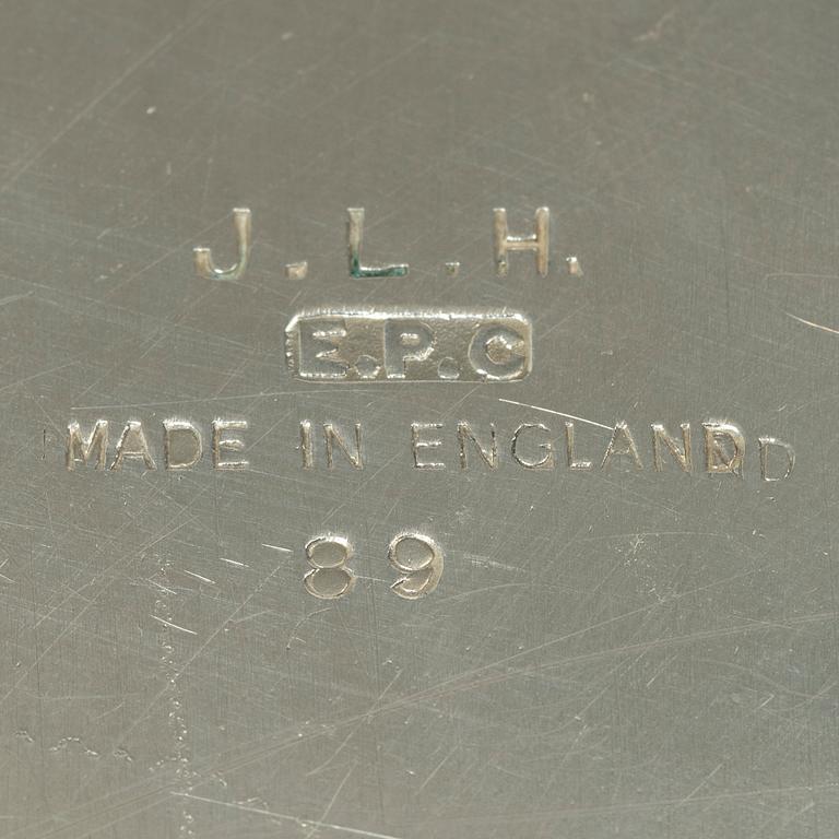 Covered bowl, silver plate, JLH, England.
