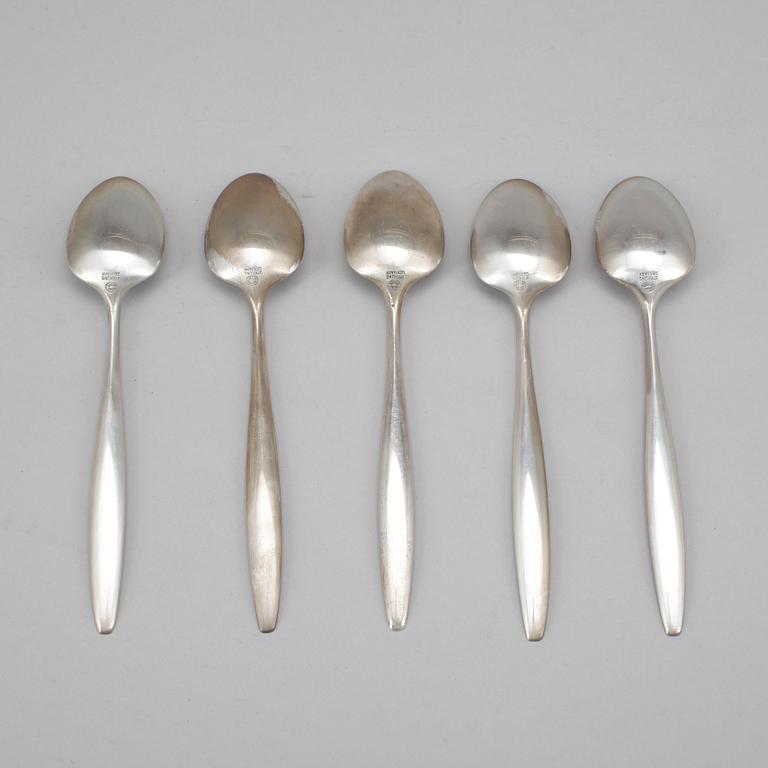 SKEDAR samt GAFFEL, 15 delar, silver samt emalj, Georg Jensen, Danmark, 1900-tal. Totalvikt ca 205 gram.