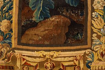 A tapestry, "Verdure", tapestry weave, "entre-fenêtre", Aubusson around 1700-first half of the 18th century.