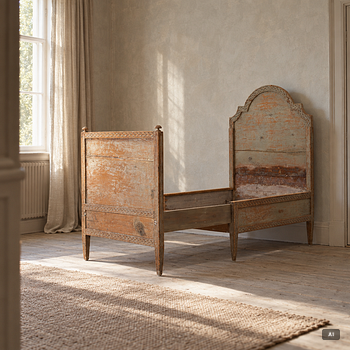 A Gustavian carved bedframe, late 18th century.