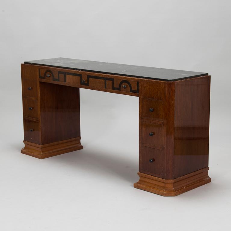 Birger Hahl, a 1920s Art Deco sidetable with drawers and a stool.