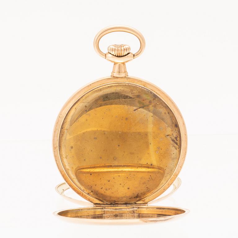 A 14K gold pocket watch, 47 mm.