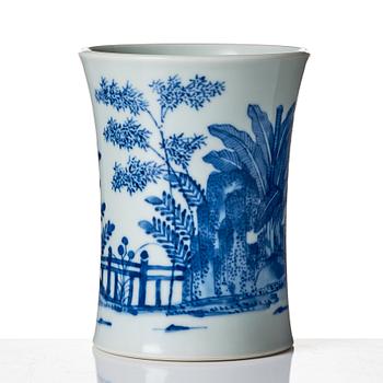 A blue and white brush pot, Republic, 20th Century.