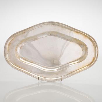 Serving platter, silver, Czechoslovakia, and twelve serving utensils, Alexander Sturm, Austria-Hungary, 1867-1941.