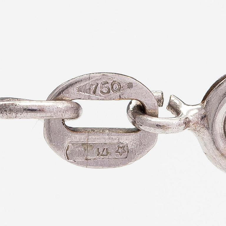 Halsband, 18K vitguld, akvamarin ca 13.27 ct och diamanter ca 0.12 ct totalt. Med certifikat.