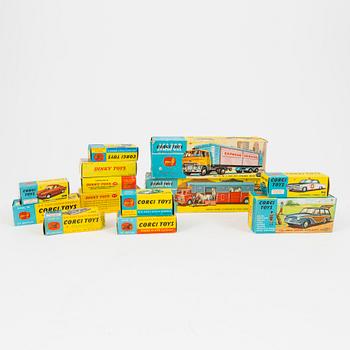 Thirteen Corgi Toys and Dinky Toys vehicles from the 1960s.