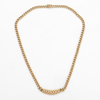 A 14K gold necklace with diamonds ca 0.035 ct in total.