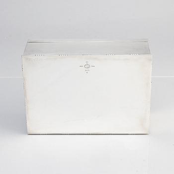 Johan Rohde, a sterling silver cigar box with wood interior, Georg Jensen, Copenhagen 1925-1932, design no. 329B.