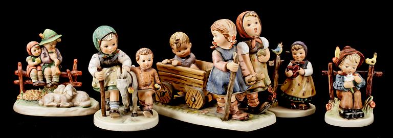 FIGURINER, 5 st, porslin, Goebel - Hummel. 1900-talets andra hälft.