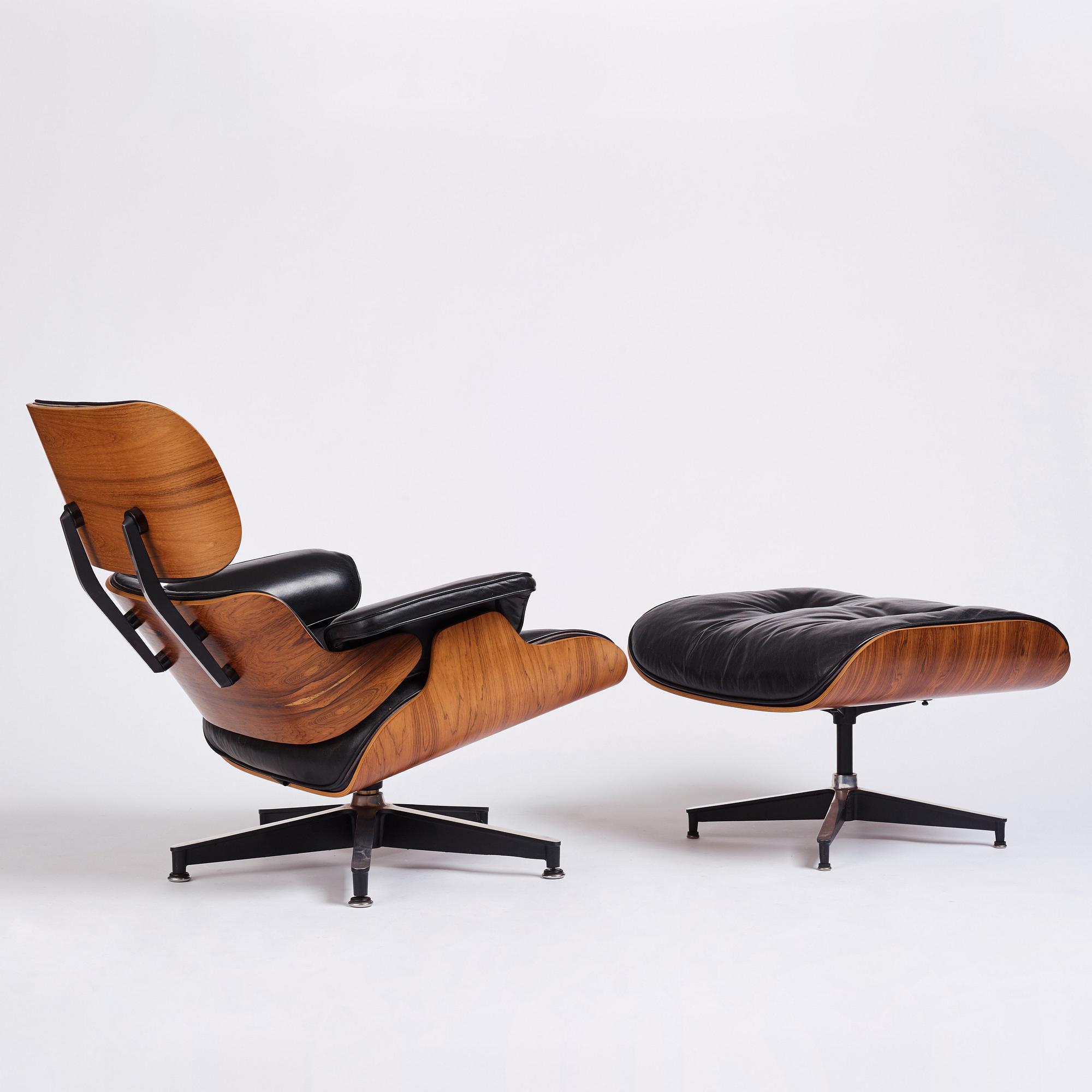 Charles & Ray Eames, a 'Lounge chair' and ottoman, Herman Miller, 1960-1970s.