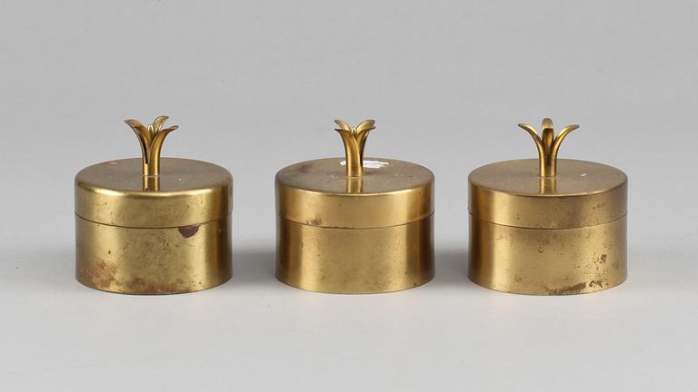 LOCKASKAR, 3 st, mässing Ivar Ålenius Björk, Ystad Metall, 1900-tal.