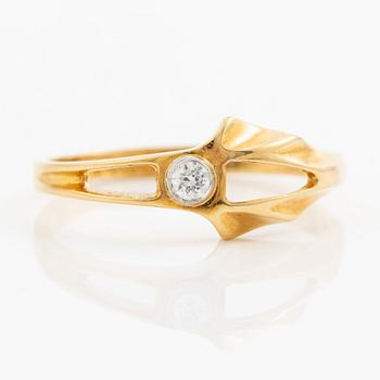 Lapponia, ring, 18K gold with a round brilliant-cut diamond, Finland 1980.