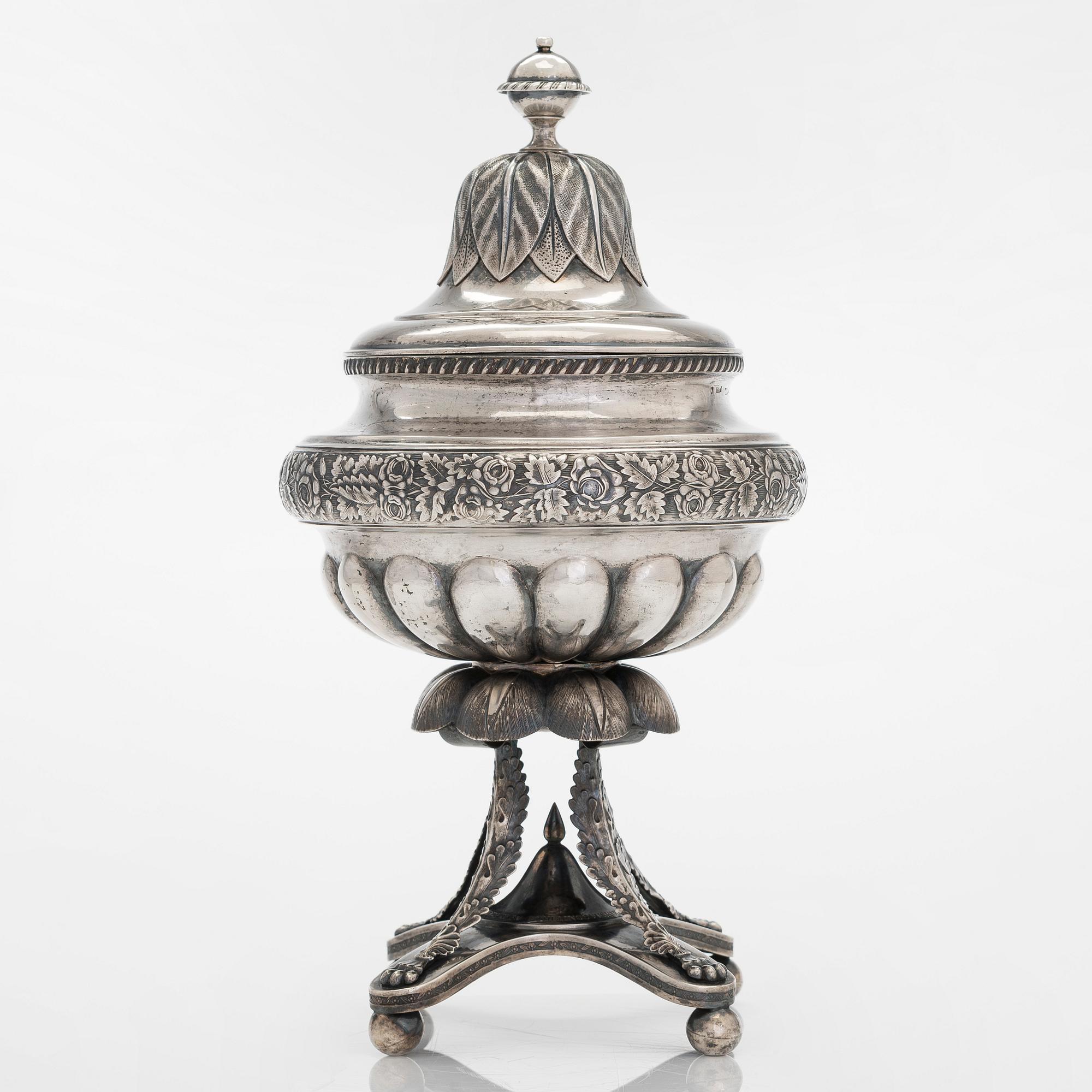 Olof Robert Lundgren, sockerskål, silver, Åbo 1856.