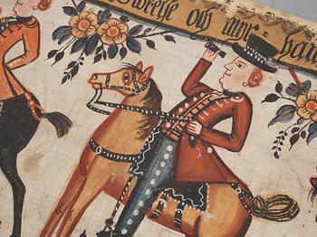 Swedish Folk Art painting on canvas by Sven Erlandsson 1835.