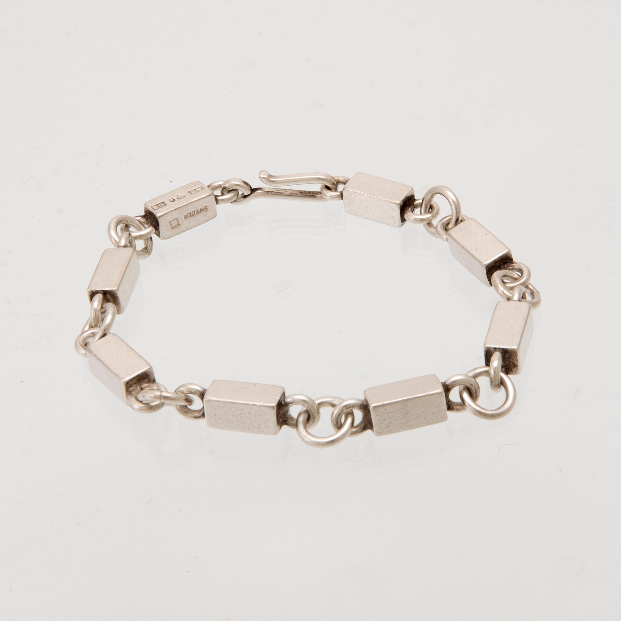 Wiwen Nilsson, armband silver stavkedja, Lund 1946.