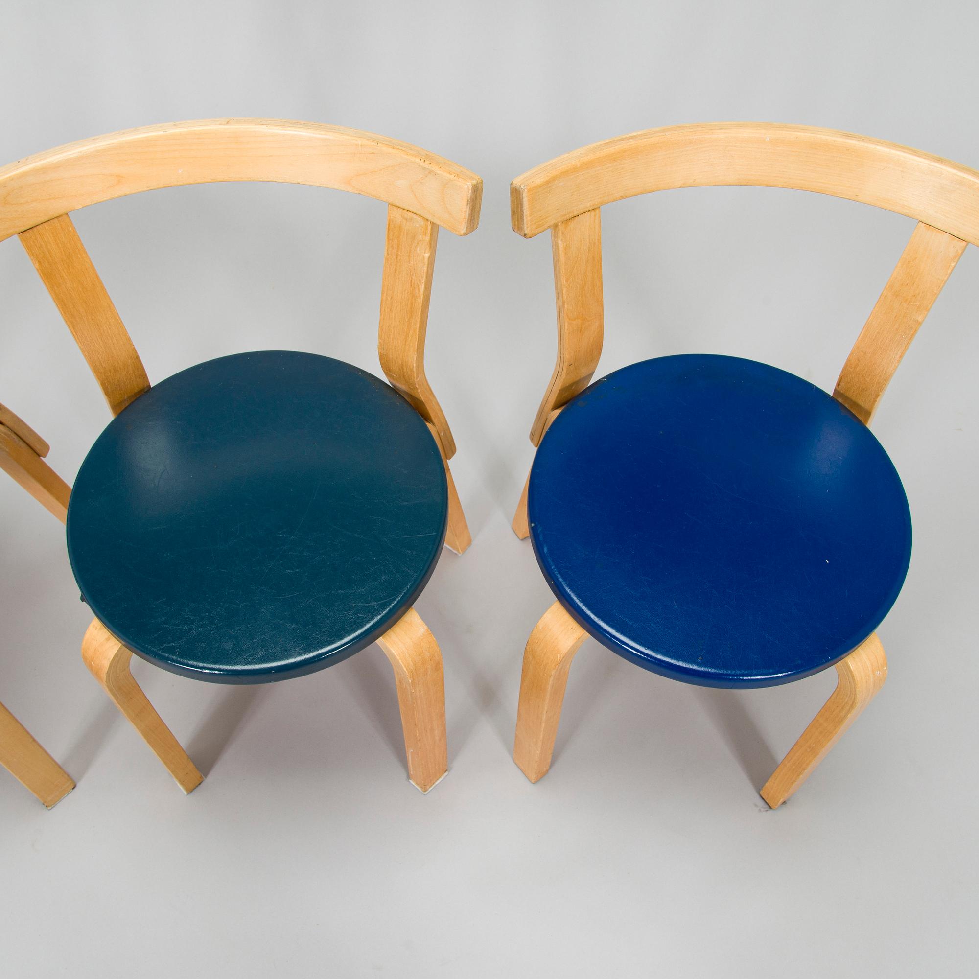 Alvar Aalto, a set of three 1960s '68' chairs for Artek.