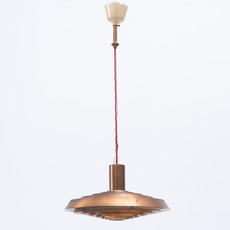 Poul Henningsen, a copper ceiling lamp "PH Tallerken", Louis Poulsen Denmark, second half of the 20th century.