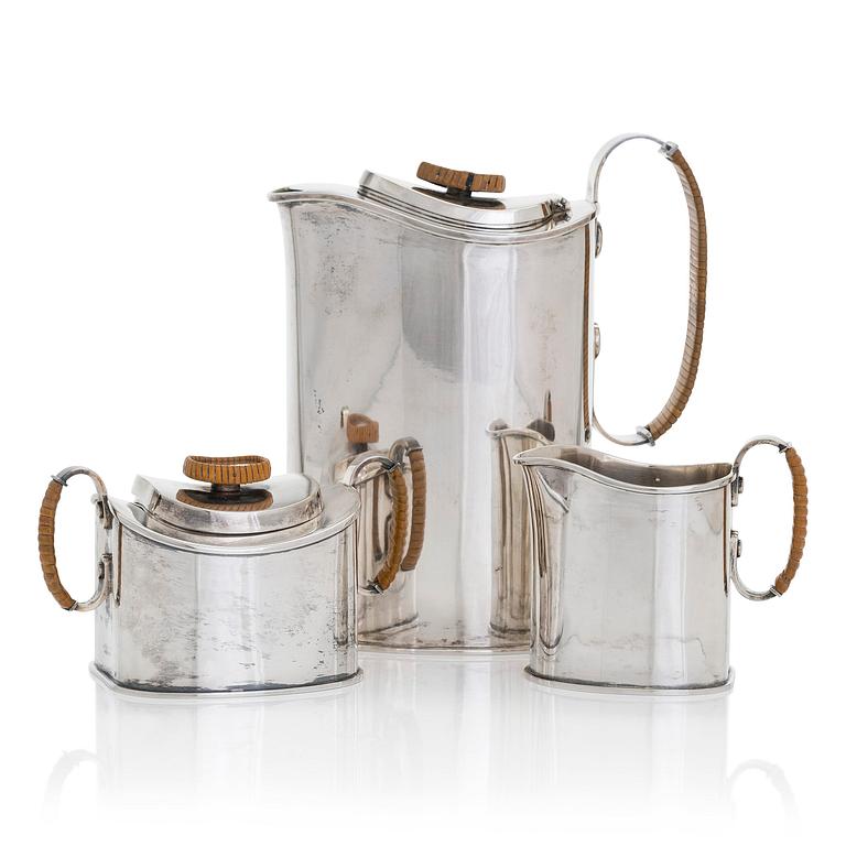 Anita Sarlin, kaffeservis, 3 delar, silver, Tillander, Helsingfors 1950.