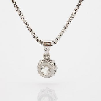 An 18K white gold pendant set with an old-cut diamond weight 1.44 cts according to engraving.