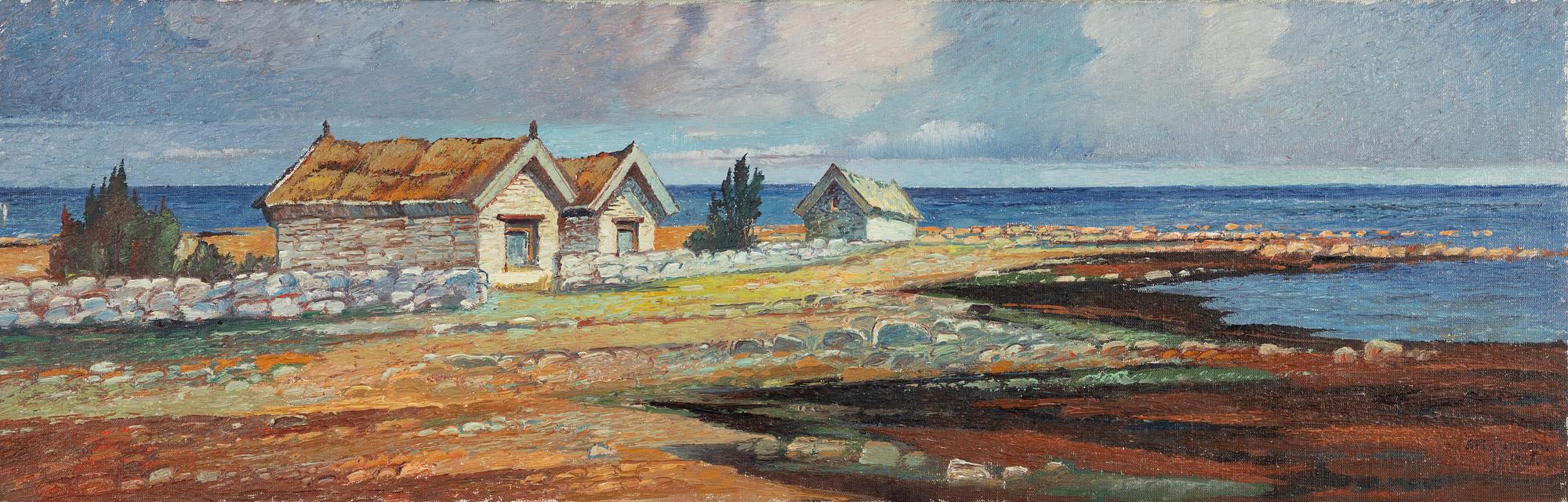 Stig Jonzon, 'Gamla sjöbodar, Hallnäs Öland'.