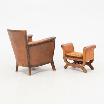 Attributed to Otto Schulz, armchair and footstool 1930s.