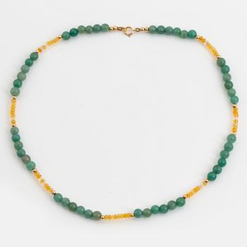 Aventurine quartz and opal bead necklace.