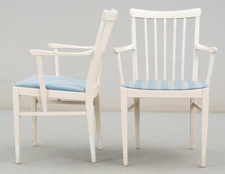 KARMSTOLAR, ett par, "Herrgården", Carl Malmsten, Bodafors, dat 1960 resp 1961.