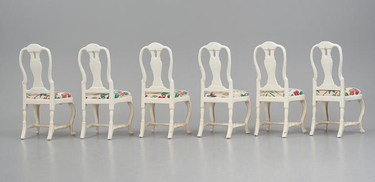 A set of six Swedish rococo chirs attributed to J E Höglander.