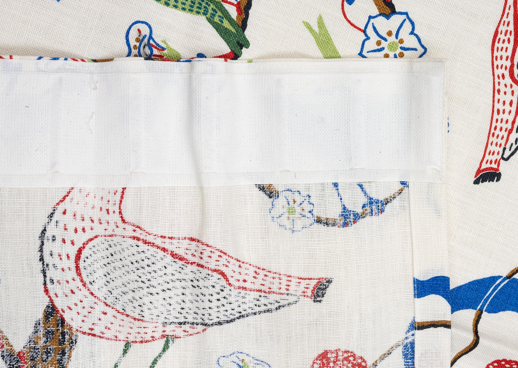 Josef Frank, a pair of curtains, 'Gröna Fåglar', Firma Svenskt Tenn.