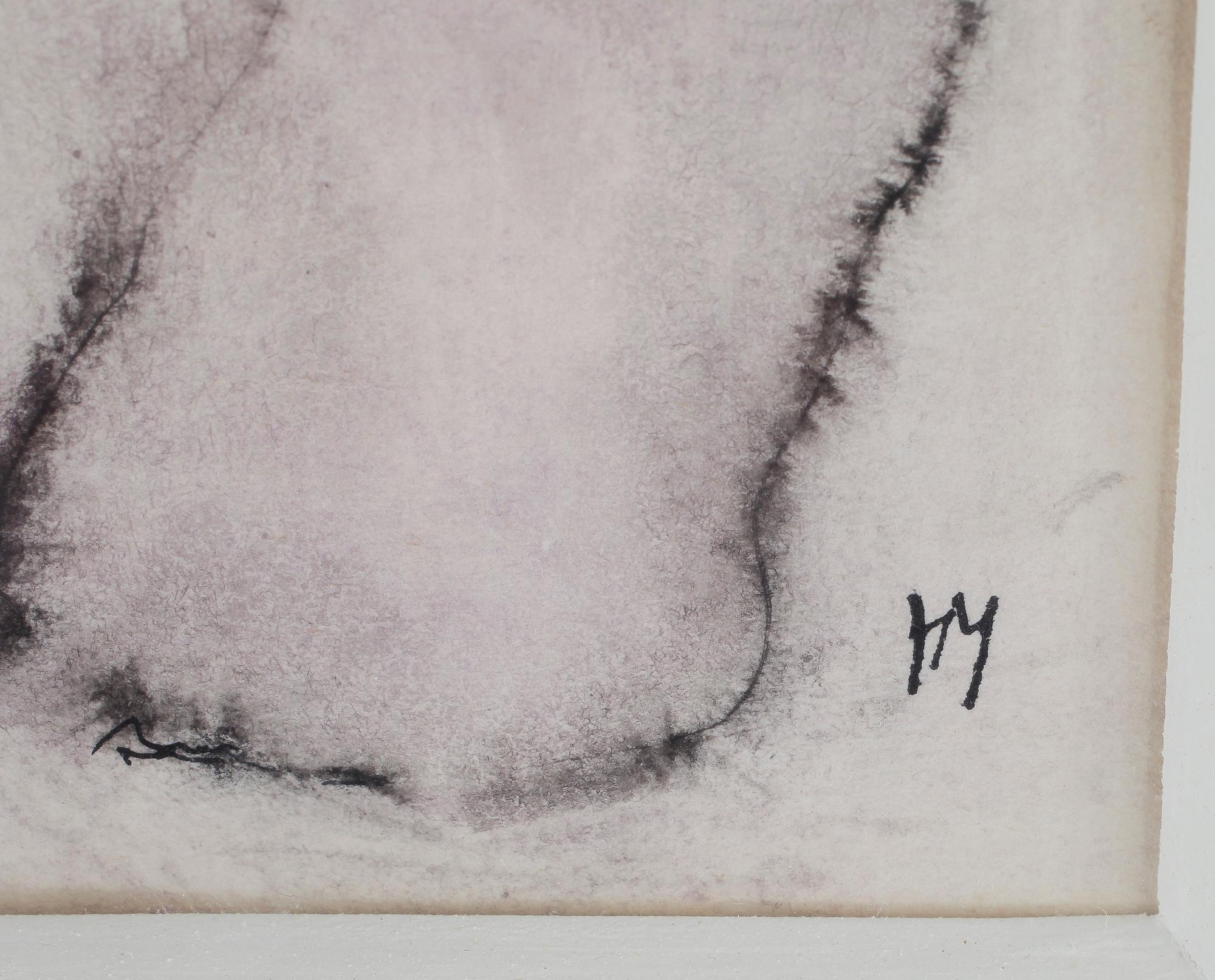 HENRI MICHAUX, blandteknik på papper. Sign.