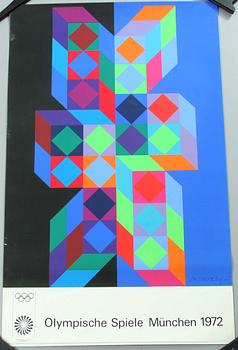 OLYMPIADAFFISCHER, Berlin, 1972, 2 st, Victor Vasarely och Paul Wunderlich.