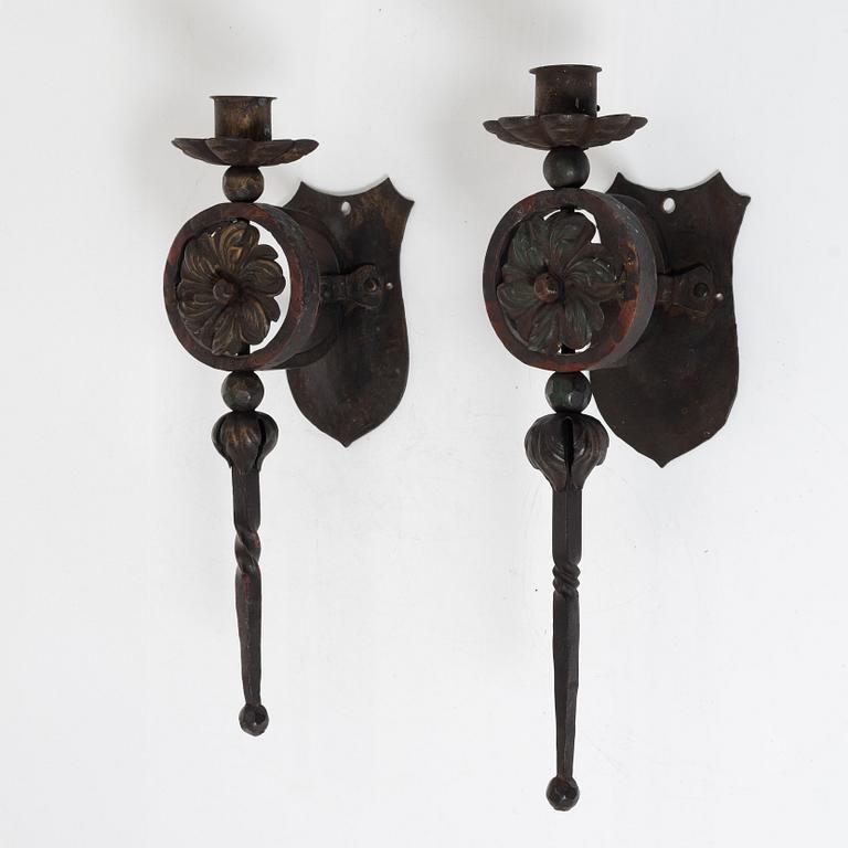 Wall candle holders, a pair, mid-20th century.