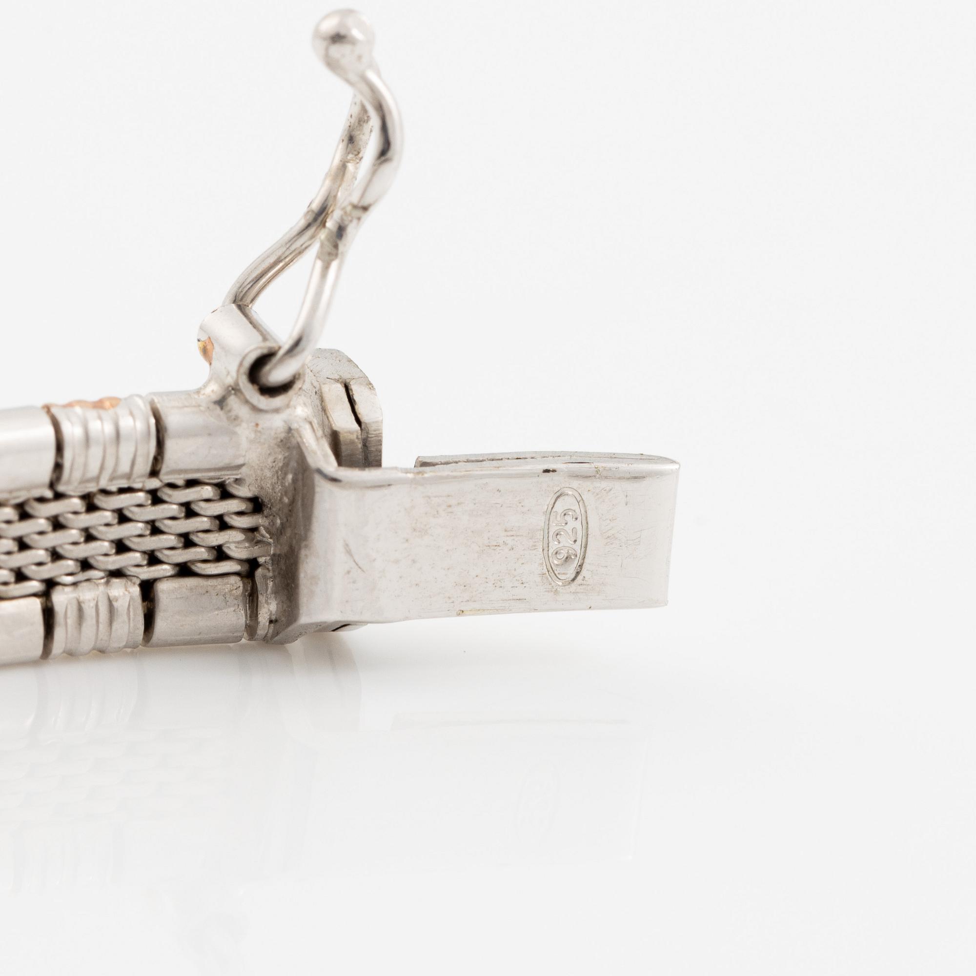 Bracelet in three colours, sterling silver.