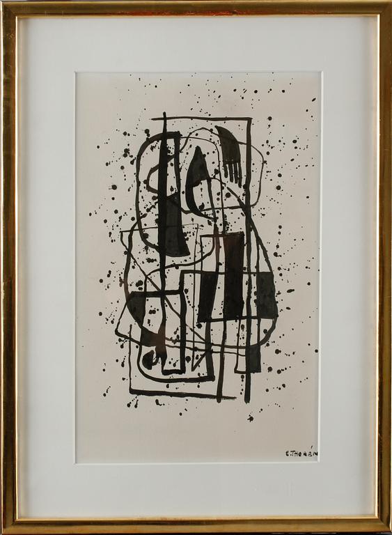 ESAIAS THORÉN, tuschteckning, signerad.