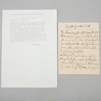LETTER / MANUSCRIPTS, 7 st, members of the family von Fersen.