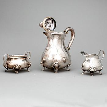 KAFFESERVIS, 3 delar, Silver. Tot ca 900 g.
