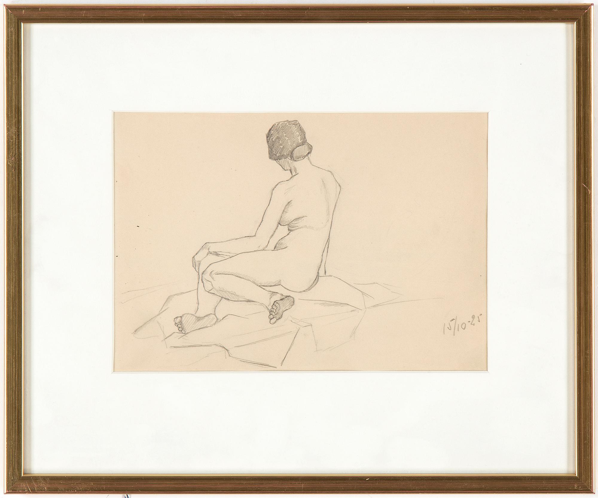 ESAIAS THORÉN, blyerts, ej signerad, daterad 15/10-25.