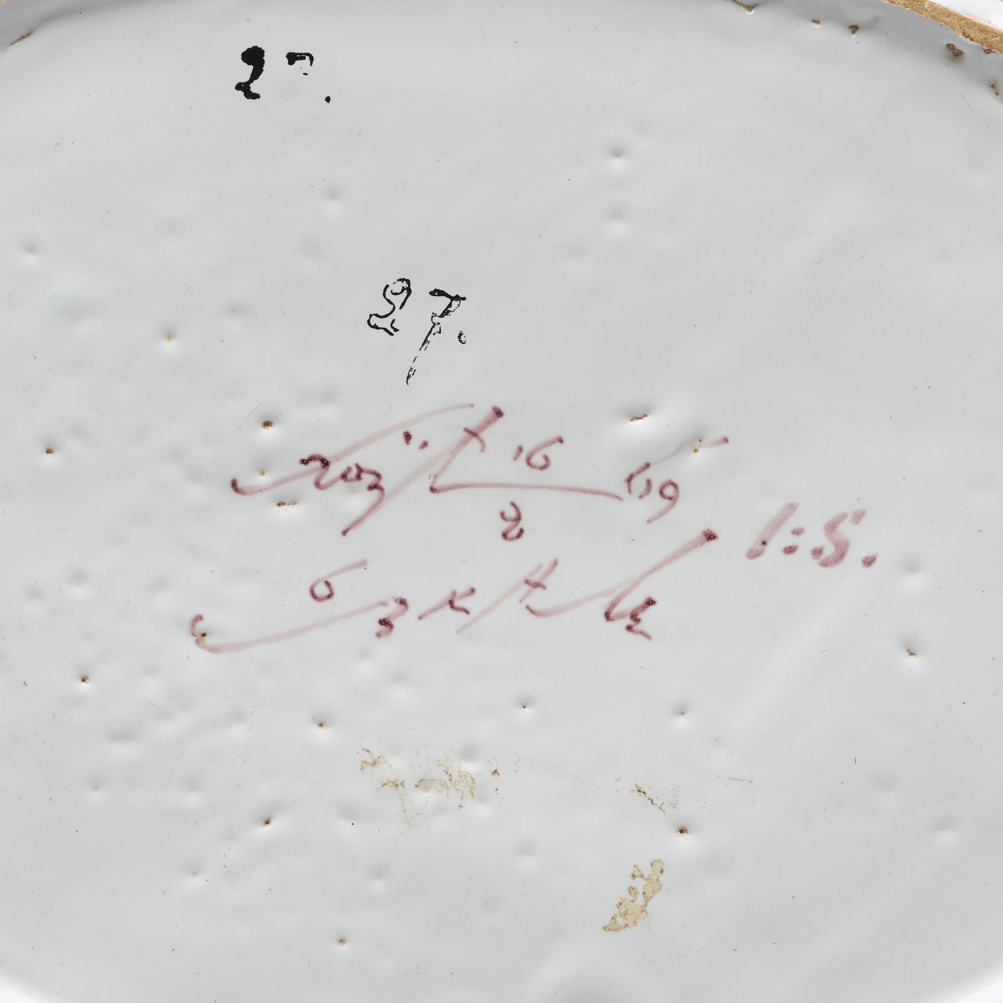 GALLERSKÅL, fajans. Rörstrand, märkt 16/2 1769.