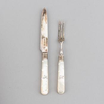 BESTICK, 24 delar, silver och pärlemor, Sheffield 1903.