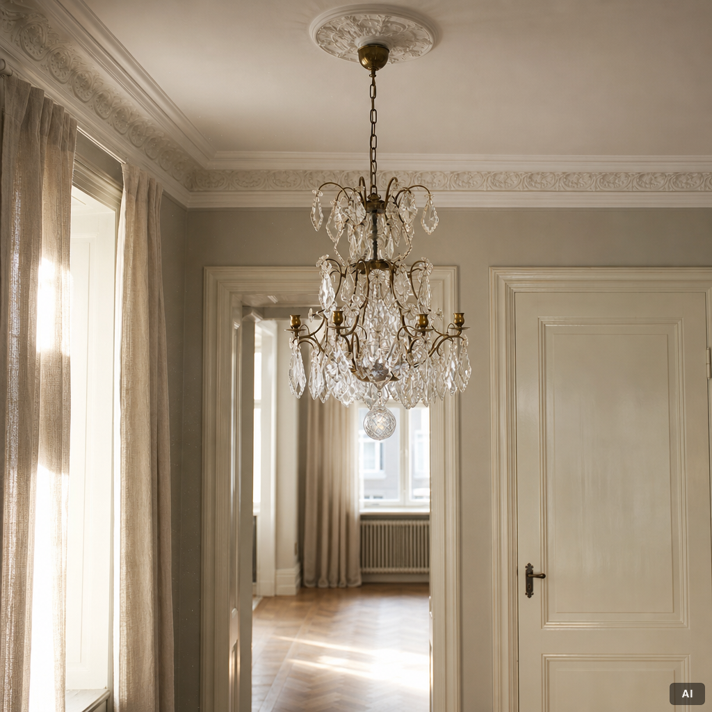 A Rococo style chandelier, first half of the 20th century.