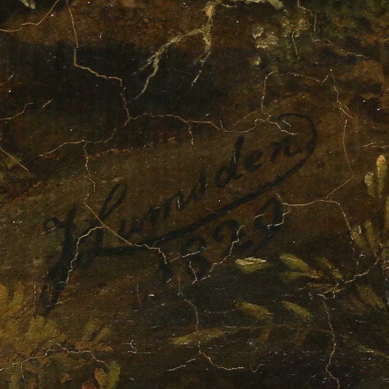 UNKNOWN ARTIST, oil on panel, signed J Lumsden and dated 1829.