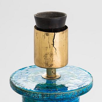 Aldo Londi,  A mid-20th century ceramic table lamp and three bowls, "Rimini blu", for Bitossi.