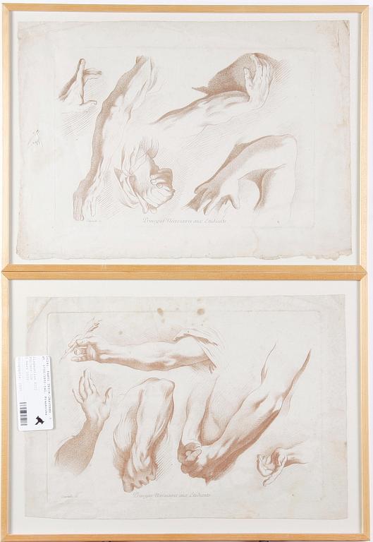 PARTI GRAVYRER, 5 st, 1700/1800-tal, Frankrike.