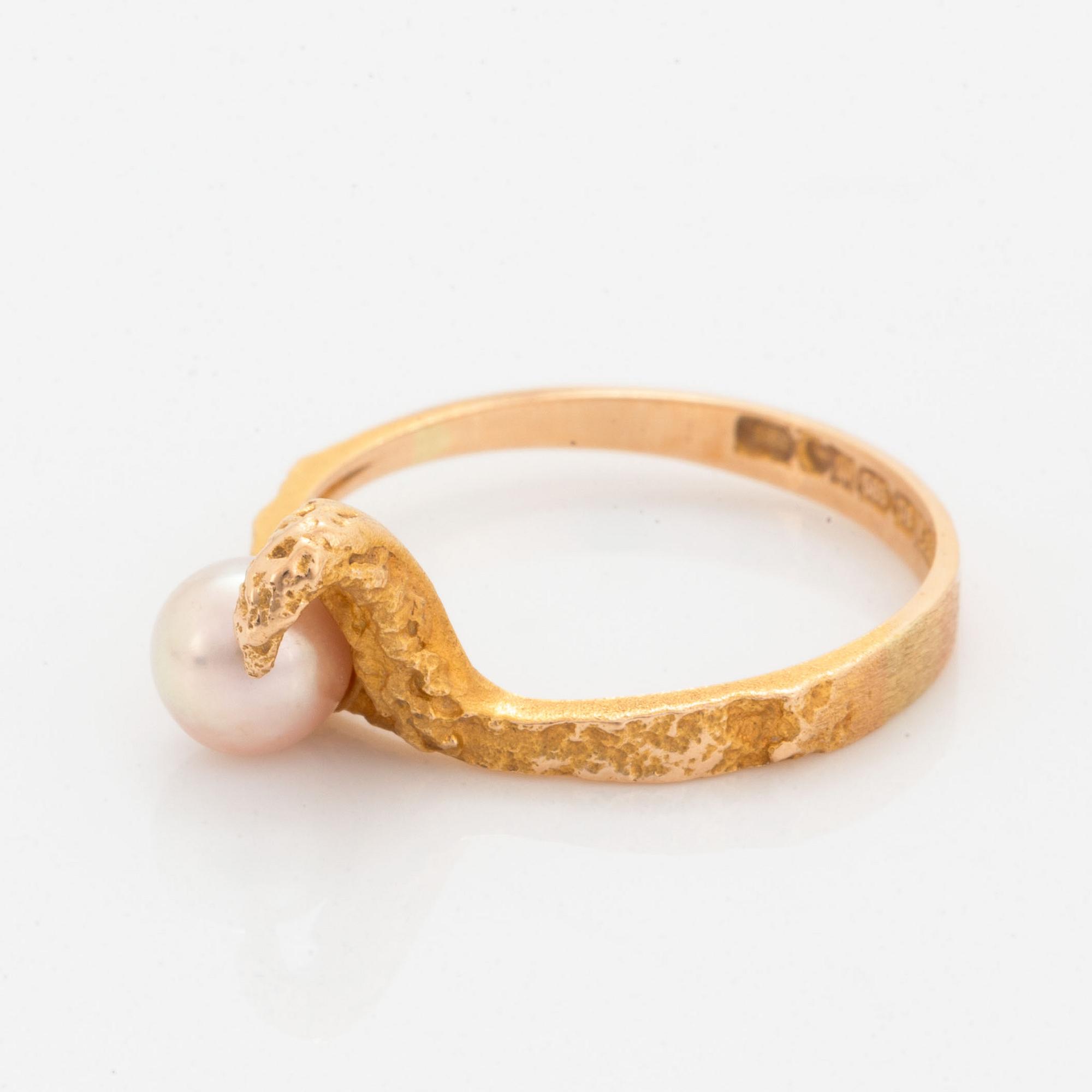 Björn Weckström, a cultured pearl ring, Lapponia, 1991.