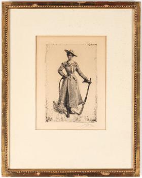 Anders Zorn · ANDERS ZORN, etsning, "Mrs. Thompson Seton", signerad med blyerts, signerad och daterad 1901 i plåten.