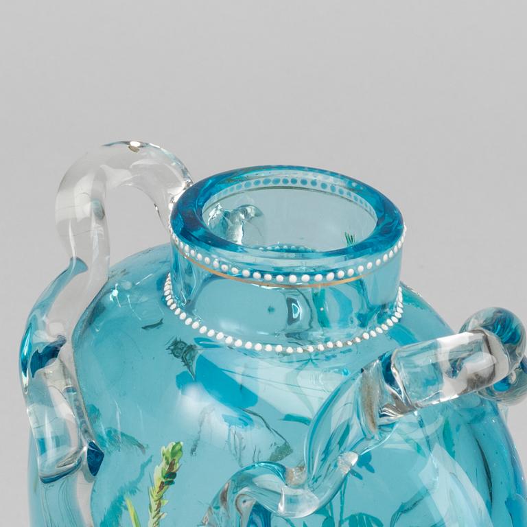 ERNEST LEVEILLÉ, a signed handpainted glass vase.